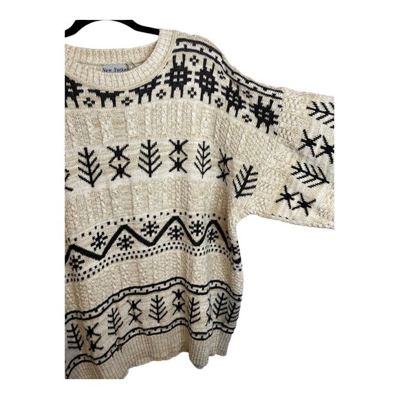 USA Made VTG 90s New Yorker Mens XL Crewneck Cable Knit FLAW Upcycle mittens - Picture 5 of 9